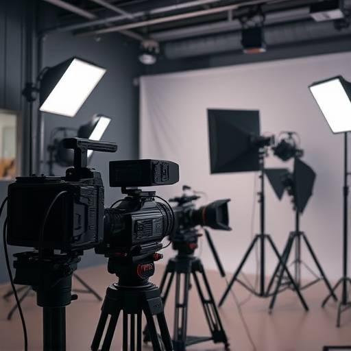Equipement professionnel dans un studio de tournage de l'école