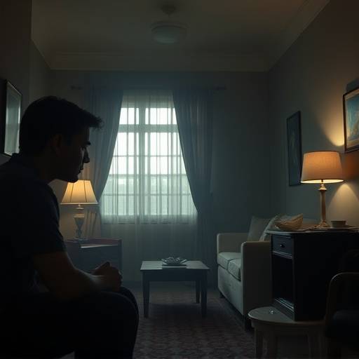 Image d'un court-métrage étudiant, scène dramatique en intérieur