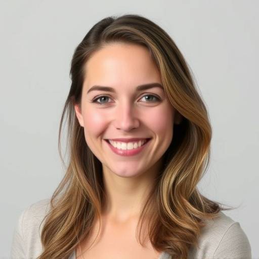 Portrait de Isabelle Moreau, Professeur de Réalisation. Elle sourit devant un fond neutre.