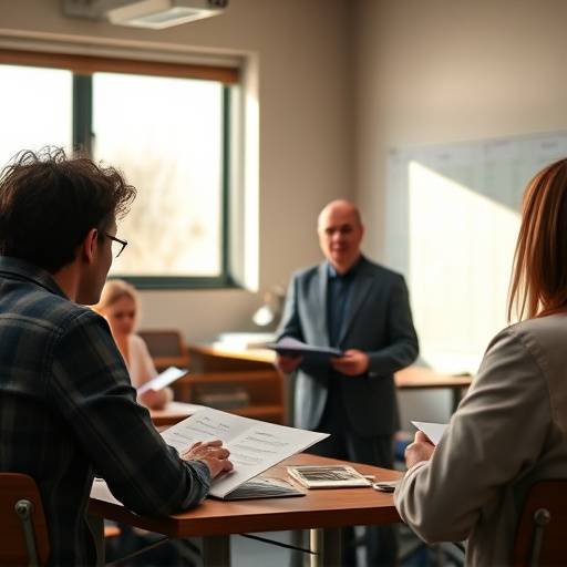Un professeur de scénario donnant un cours à des étudiants dans une salle de classe.