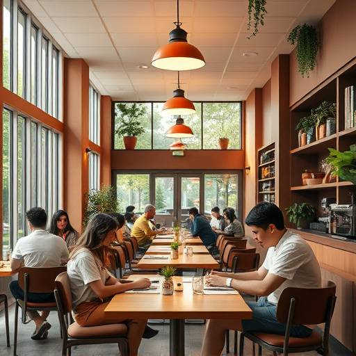 Vue intérieure du café étudiant sur le campus